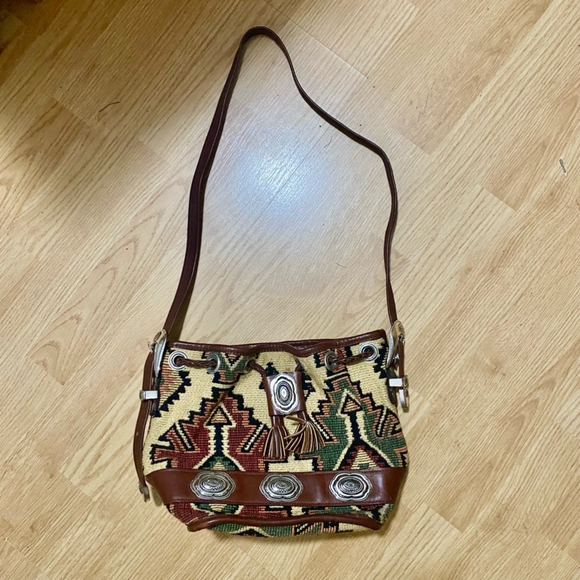 Vintage Western Embroidered Purse with Leather Trim - Picture 8 of 9